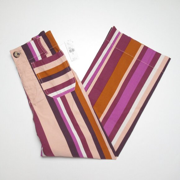 Anthropologie The Colette Cropped Wide-Leg Pants by Maeve Plum Stripe 24 - Picture 5 of 13